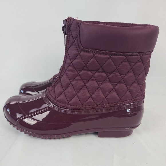 NEW JustFab Womens EVI Slip On Maroon Quilted Mid Calf Duck Snow Boot Sz 5.5 NIB - Picture 3 of 8